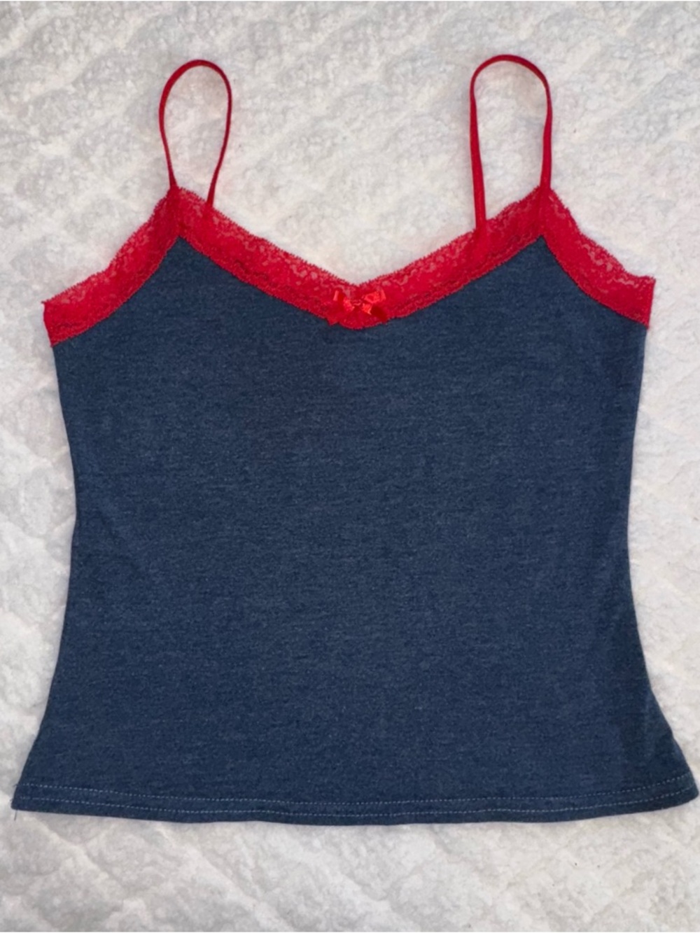 Y2K Red-Trim Navy Camisole Tank Top